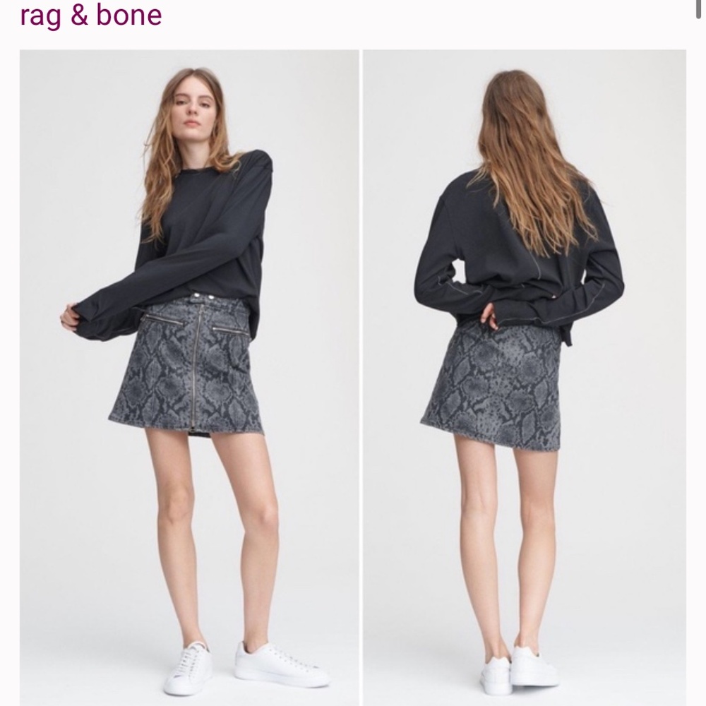 NWT Rag & Bone Grey Snake Isabel Skirt Sz 12